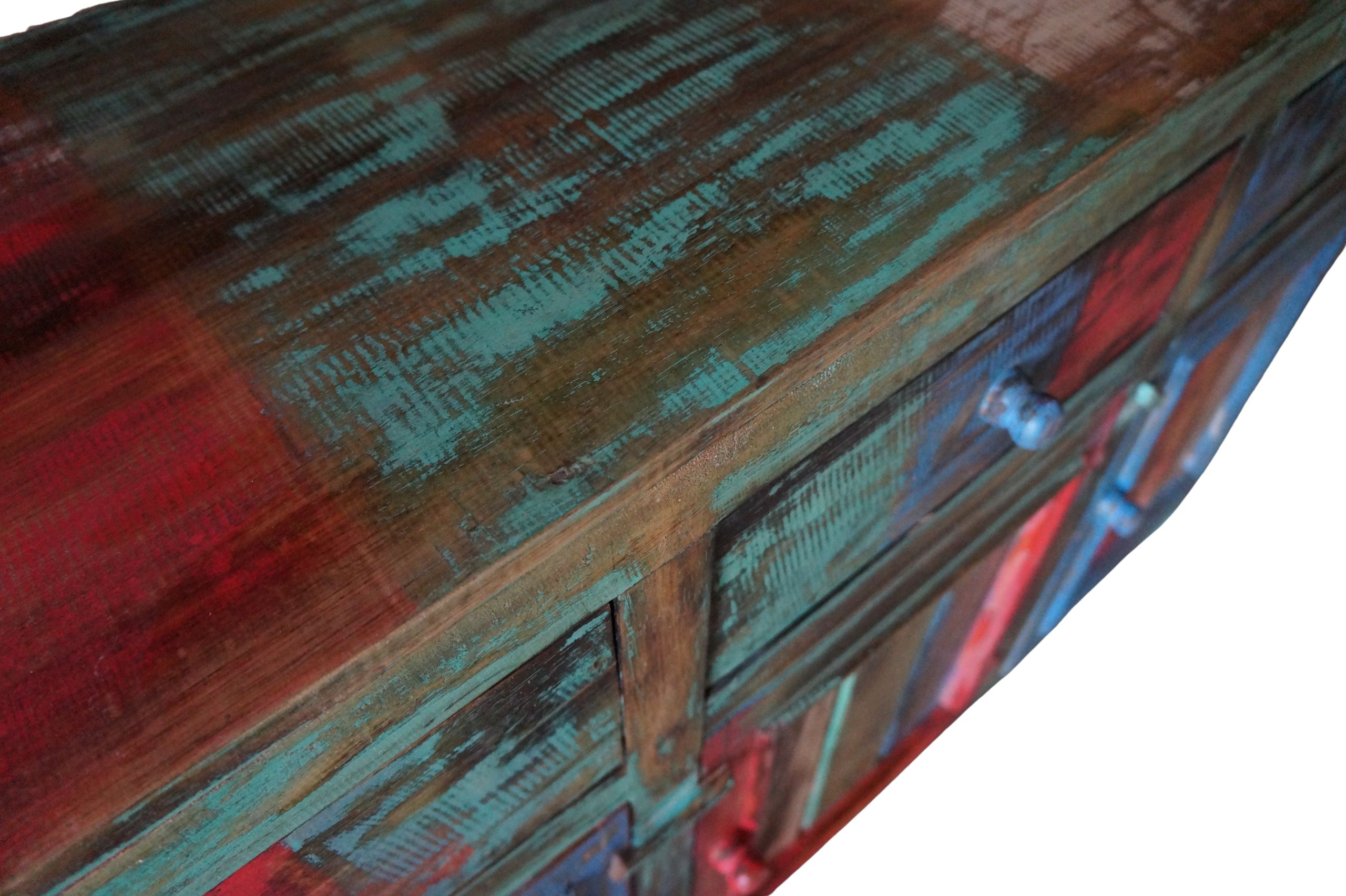 DREWNIANA SZAFKA KOMODA Z SZUFLADAMI 120x35x80 CM VINTAGE - obrazek 4